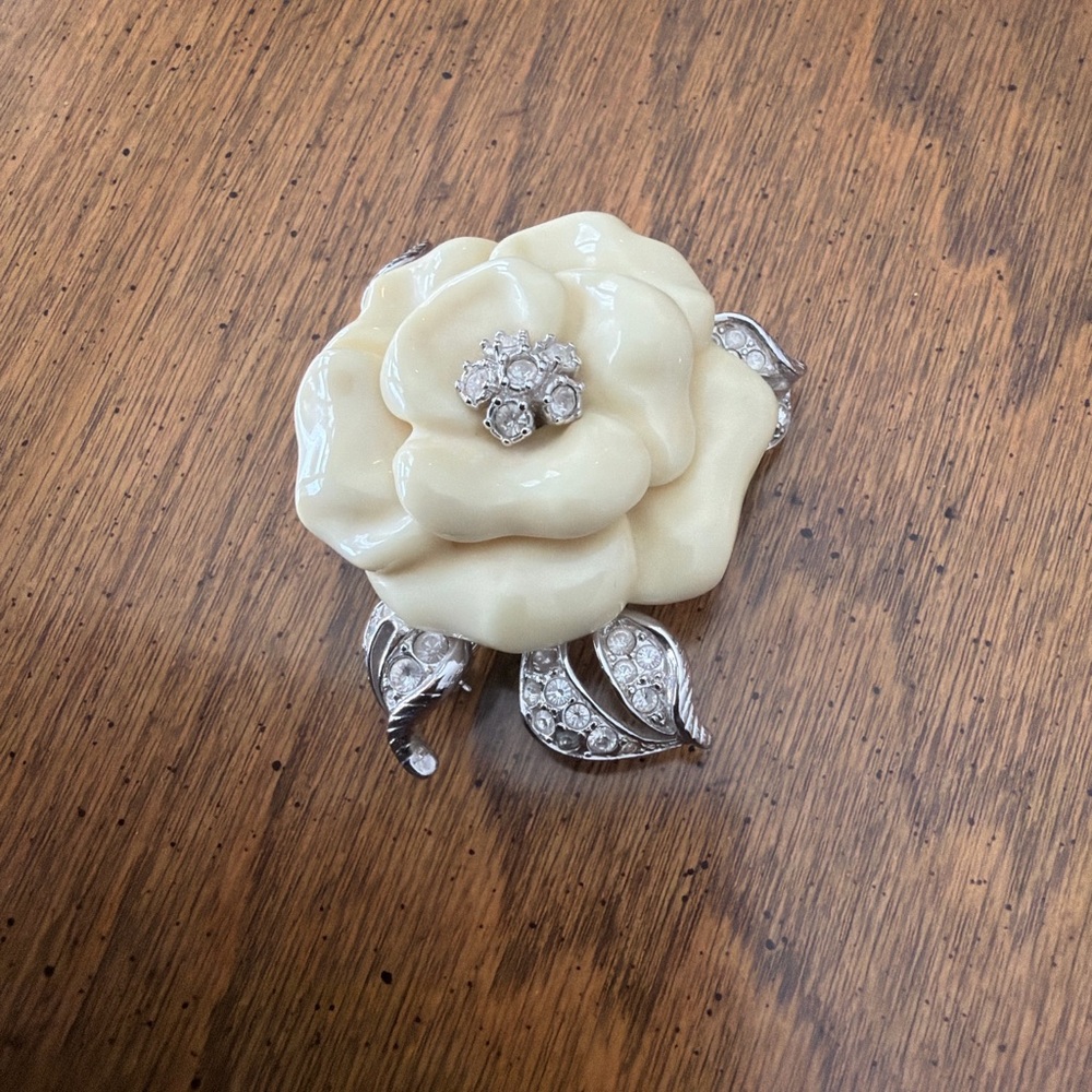 Nolan Miller Silver and Cream Brooch